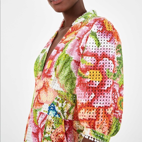 Farm Rio Vintage Floral Eyelet Mini Dress - Picture 4 of 8